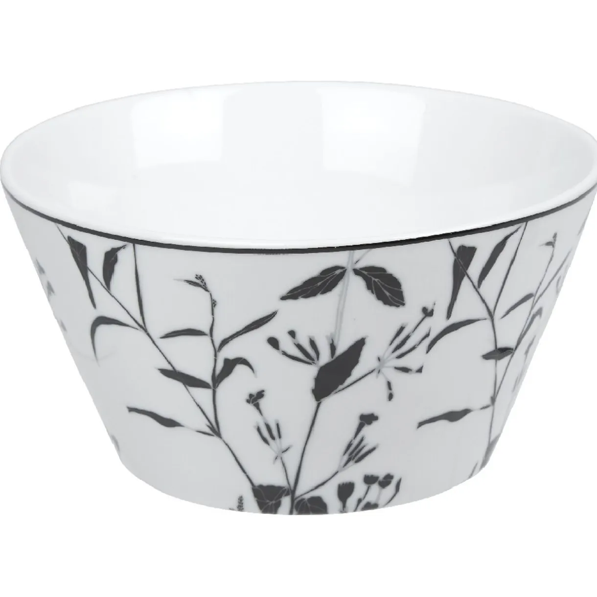 Gifi Bol blanc décor tiges feuilles noires New