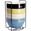 Gifi Bol en faïence Ø14 x H8 cm x4 et support