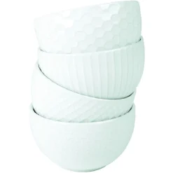 Gifi Bol grès embossé blanc crème x4