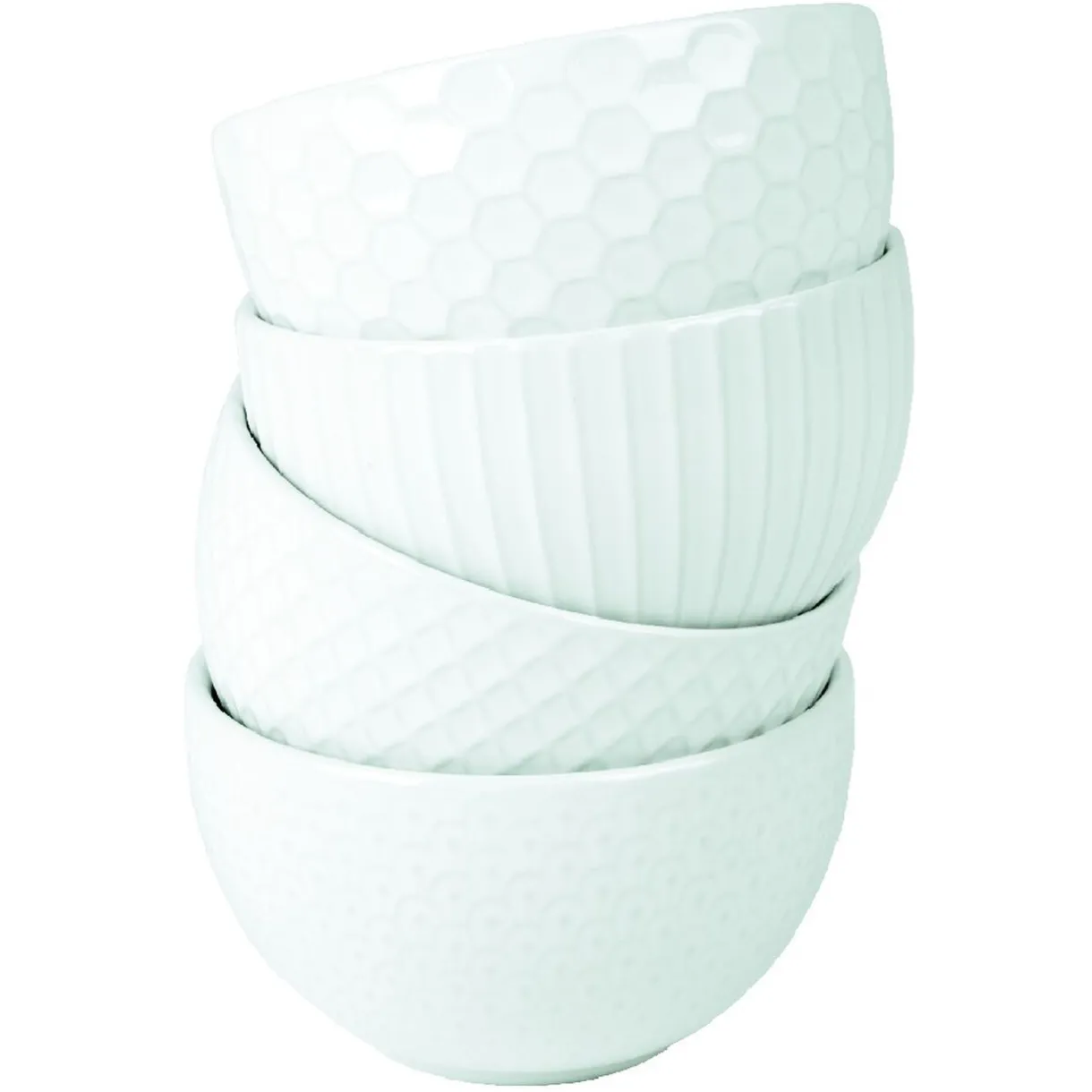 Gifi Bol grès embossé blanc crème x4