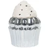 Gifi Bonbonnière cupcake gris argenté avec couvercle blanc Discount