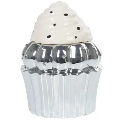 Gifi Bonbonnière cupcake gris argenté avec couvercle blanc Discount