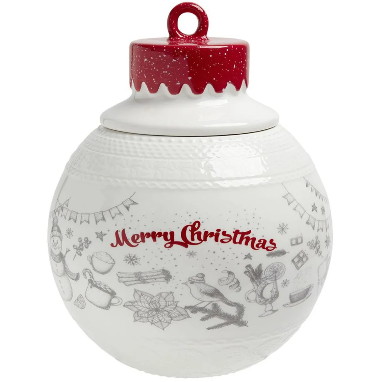 Gifi Bonbonnière en céramique décor Noël rouge blanc Online