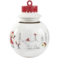 Gifi Bonbonnière forme boule de Noël blanche et rouge