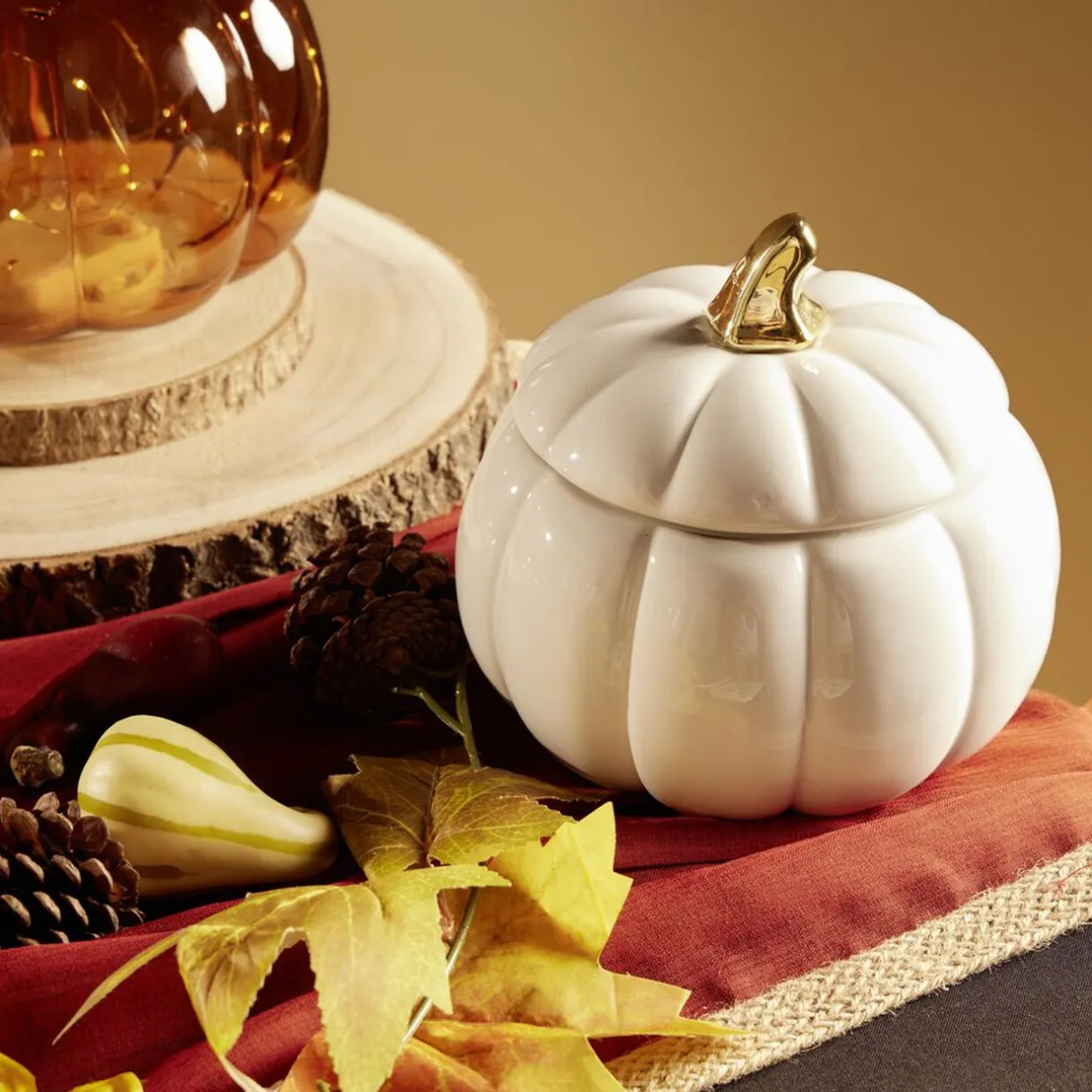 Gifi Bonbonnière Halloween forme citrouille porcelaine blanc Ø18 cm Outlet