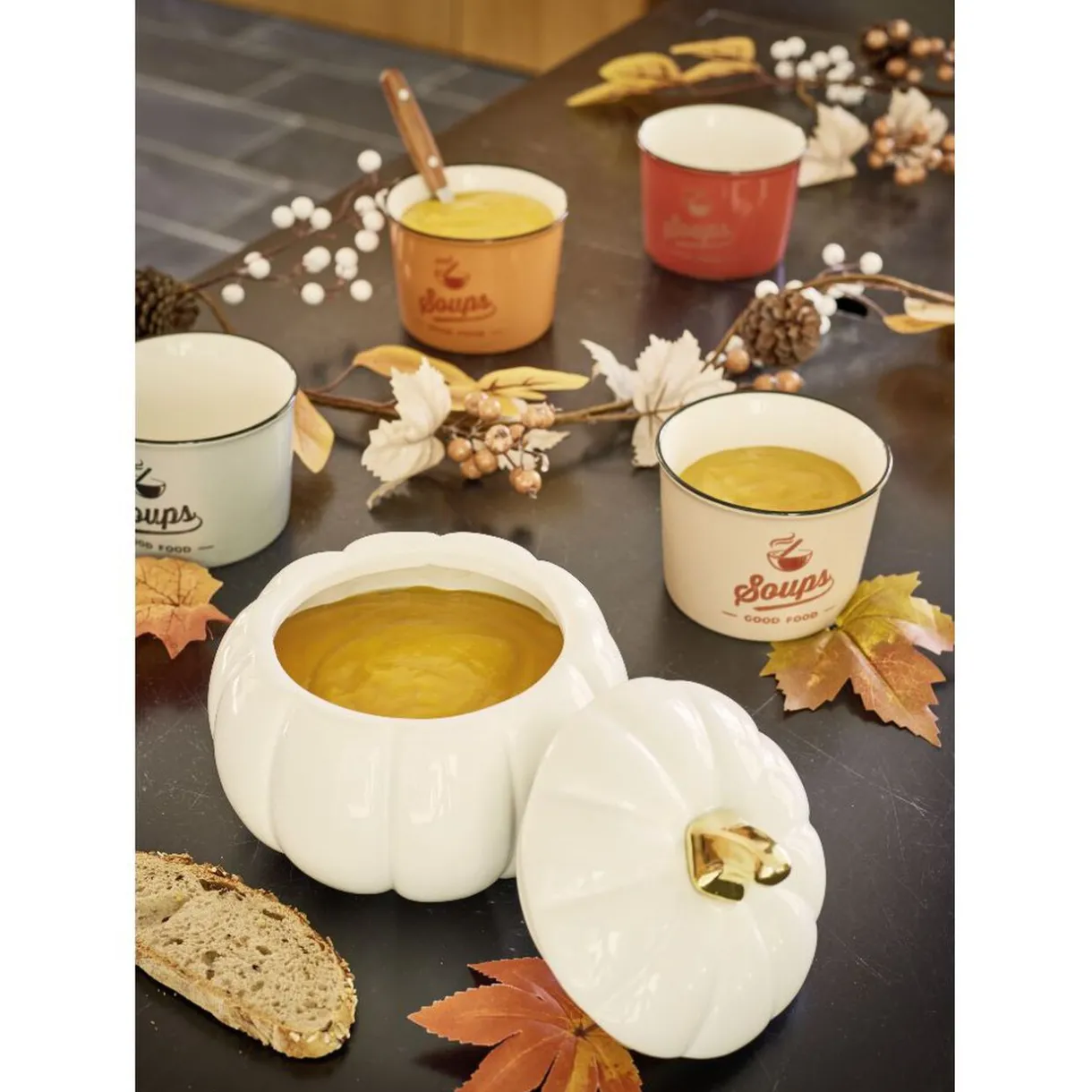 Gifi Bonbonnière Halloween forme citrouille porcelaine blanc Ø18 cm Outlet