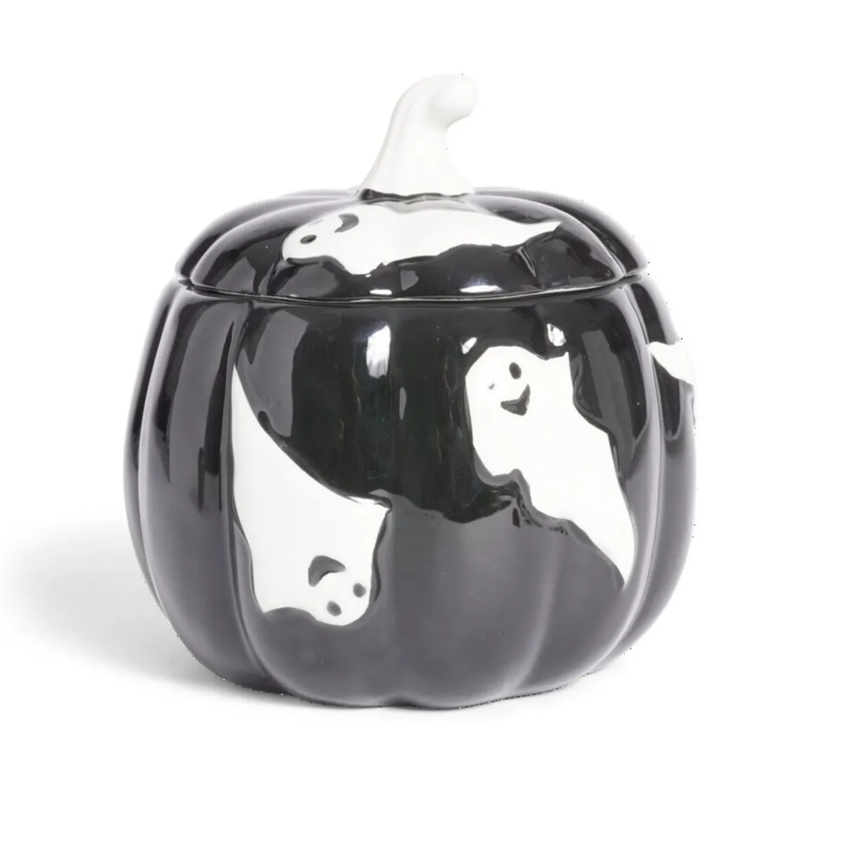 Gifi Bonbonnière Halloween 1L citrouille noire fantômes blancs Ø13,5xH15,8cm Discount