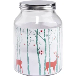 Gifi Bonbonnière Noël rennes verre cordelette rouge et blanc 3 L