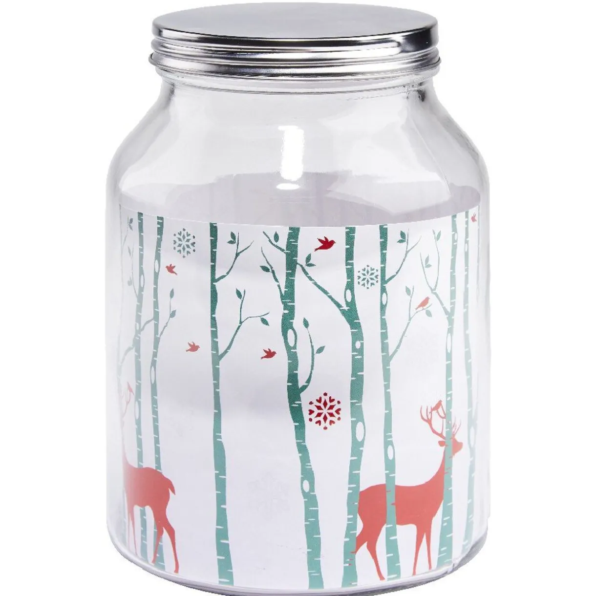 Gifi Bonbonnière Noël rennes verre cordelette rouge et blanc 3 L