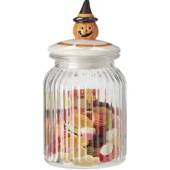 Gifi Bonbonnière transparente couvercle déco citrouille Halloween 1L Discount