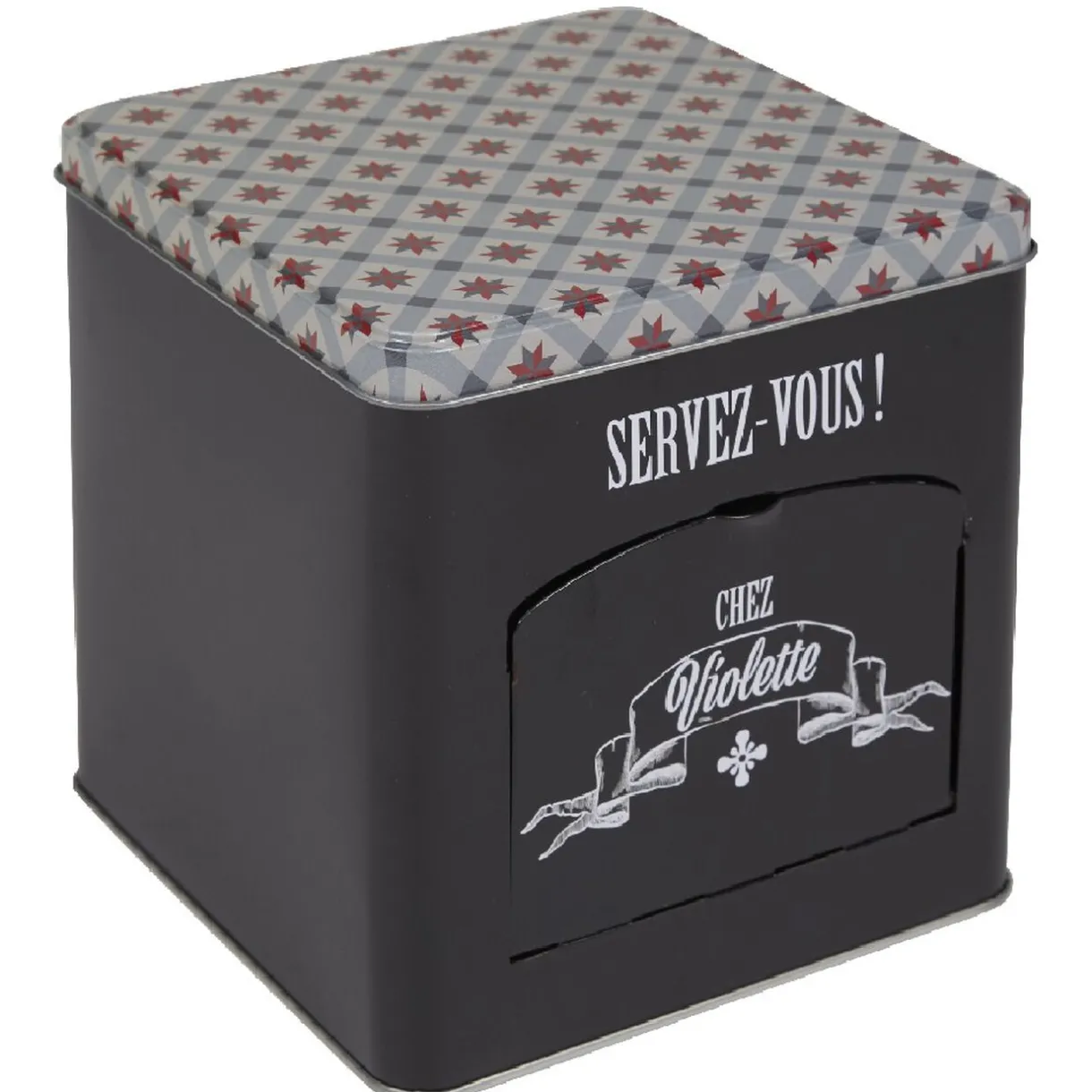 Gifi Boîte à biscuits carrée design "Servez-vous - Chez Violette" Online