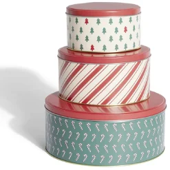 Gifi Boîte à biscuits de Noël ronde en métal rouge et vert x3 Outlet
