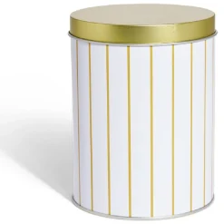 Gifi Boîte à biscuits ronde métal blanc doré Ø10,5H14cm Clearance