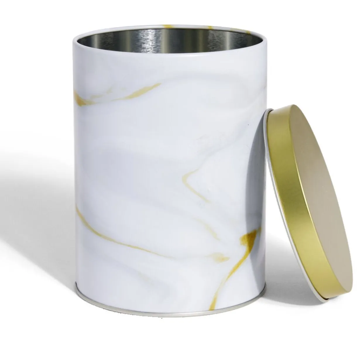 Gifi Boîte à biscuits ronde métal blanc doré Ø10,5H14cm Clearance