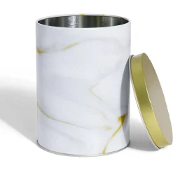 Gifi Boîte à biscuits ronde métal blanc doré Ø10,5H14cm Clearance