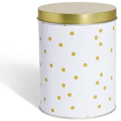 Gifi Boîte à biscuits ronde métal blanc doré Ø10,5H14cm Clearance