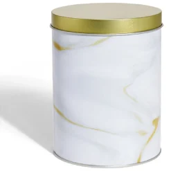 Gifi Boîte à biscuits ronde métal blanc doré Ø10,5H14cm Clearance