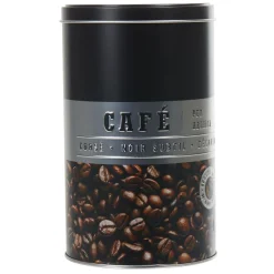 Gifi Boîte à café ronde en métal décorée noir Hot