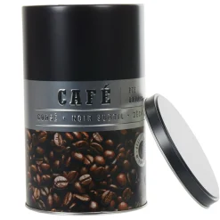 Gifi Boîte à café ronde en métal décorée noir Hot