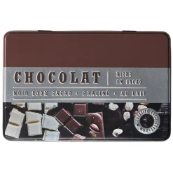 Gifi Boîte à chocolat rectangulaire en métal décorée marron Discount