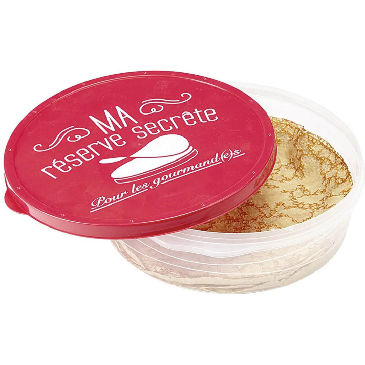 Gifi Boîte à crêpes ronde avec couvercle design rouge Clearance