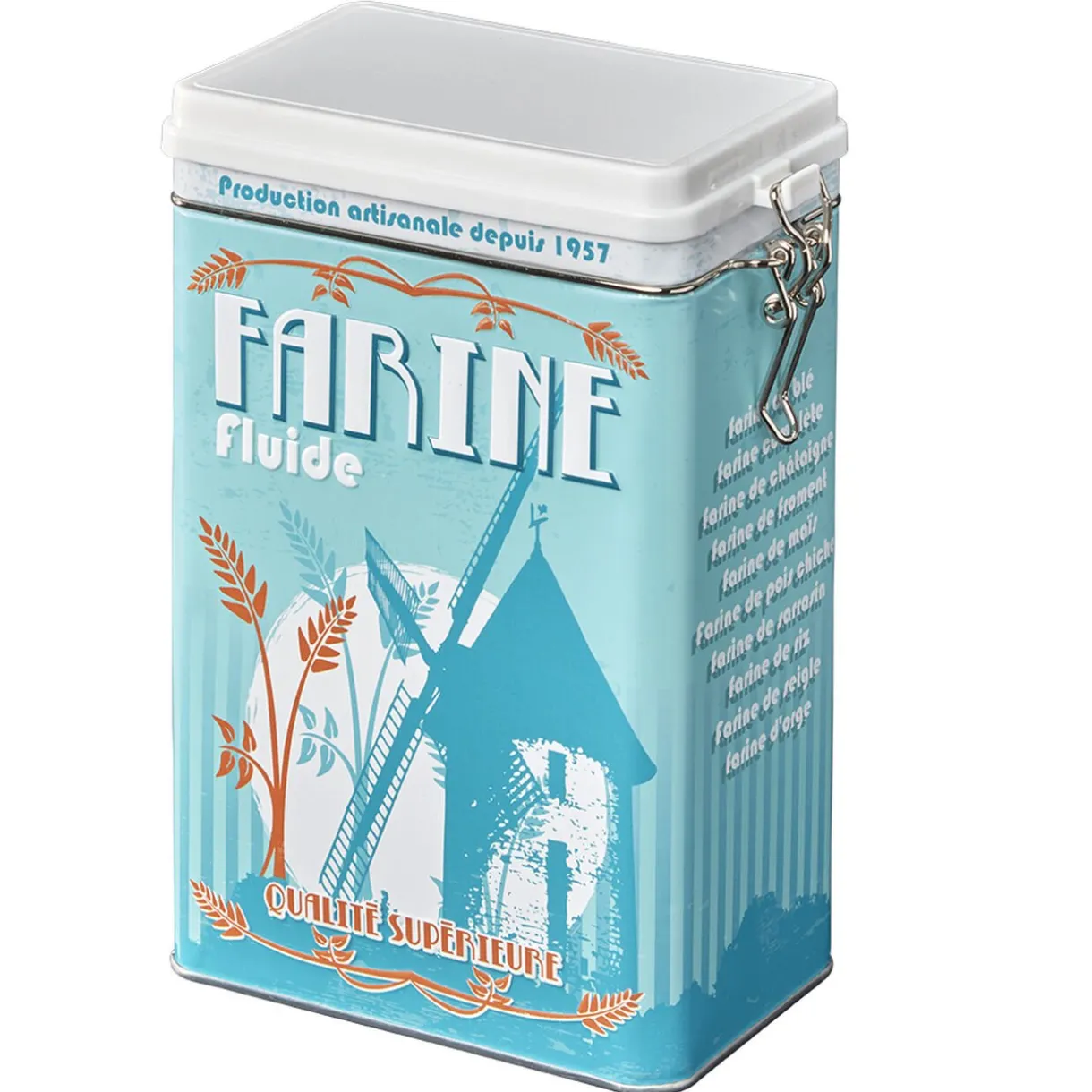 Gifi Boîte à farine en métal design vintage bleu Best