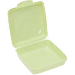 Gifi Boîte à goûter carrée plastique vert 15x14,5xH5cm Discount