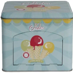 Gifi Boîte à gâteaux bleue décor glace multicolore
