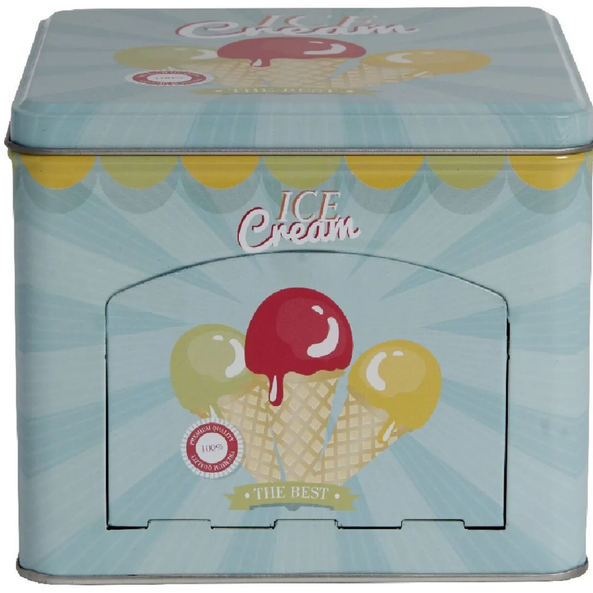 Gifi Boîte à gâteaux bleue décor glace multicolore