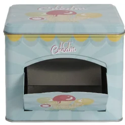 Gifi Boîte à gâteaux bleue décor glace multicolore