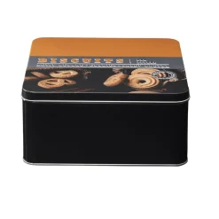 Gifi Boîte à gâteaux carrée en métal décorée marron