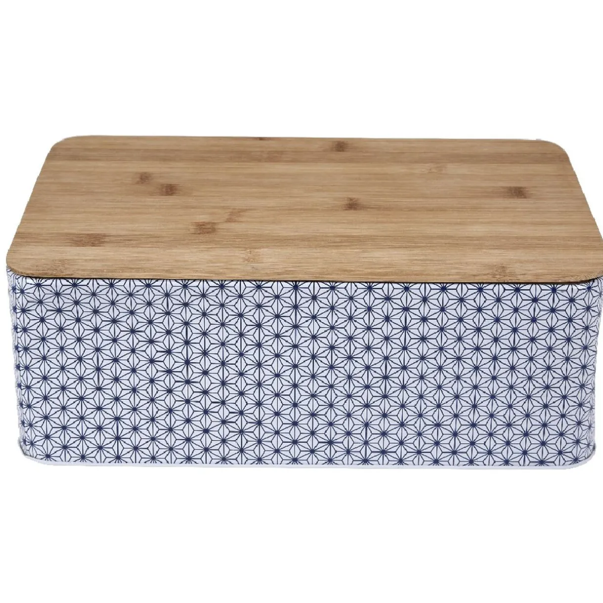 Gifi Boîte à pain métal design géométrique et couvercle bambou