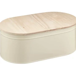 Gifi Boîte à pain ovales en métal et bambou beige naturel Outlet