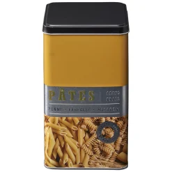 Gifi Boîte à pâtes carrée en métal décorée jaune moutarde Clearance