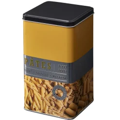 Gifi Boîte à pâtes carrée en métal décorée jaune moutarde Clearance