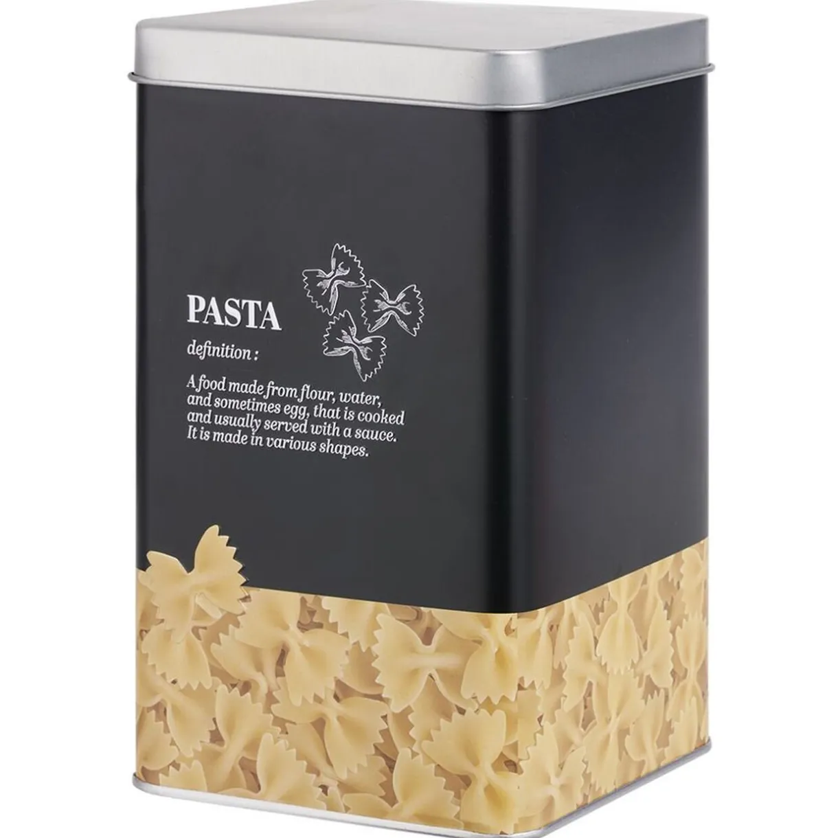 Gifi Boîte à pâtes en métal noir et gris design pasta - 10,7x10,7xH.17,5cm Outlet
