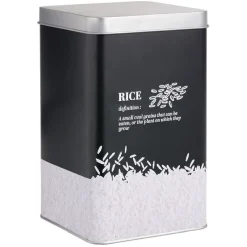 Gifi Boîte à riz en métal noir et gris design rice - 10,7x10,7xH.17,5cm Online