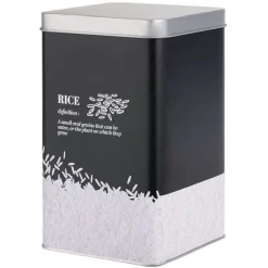 Gifi Boîte à riz en métal noir et gris design rice - 10,7x10,7xH.17,5cm Online