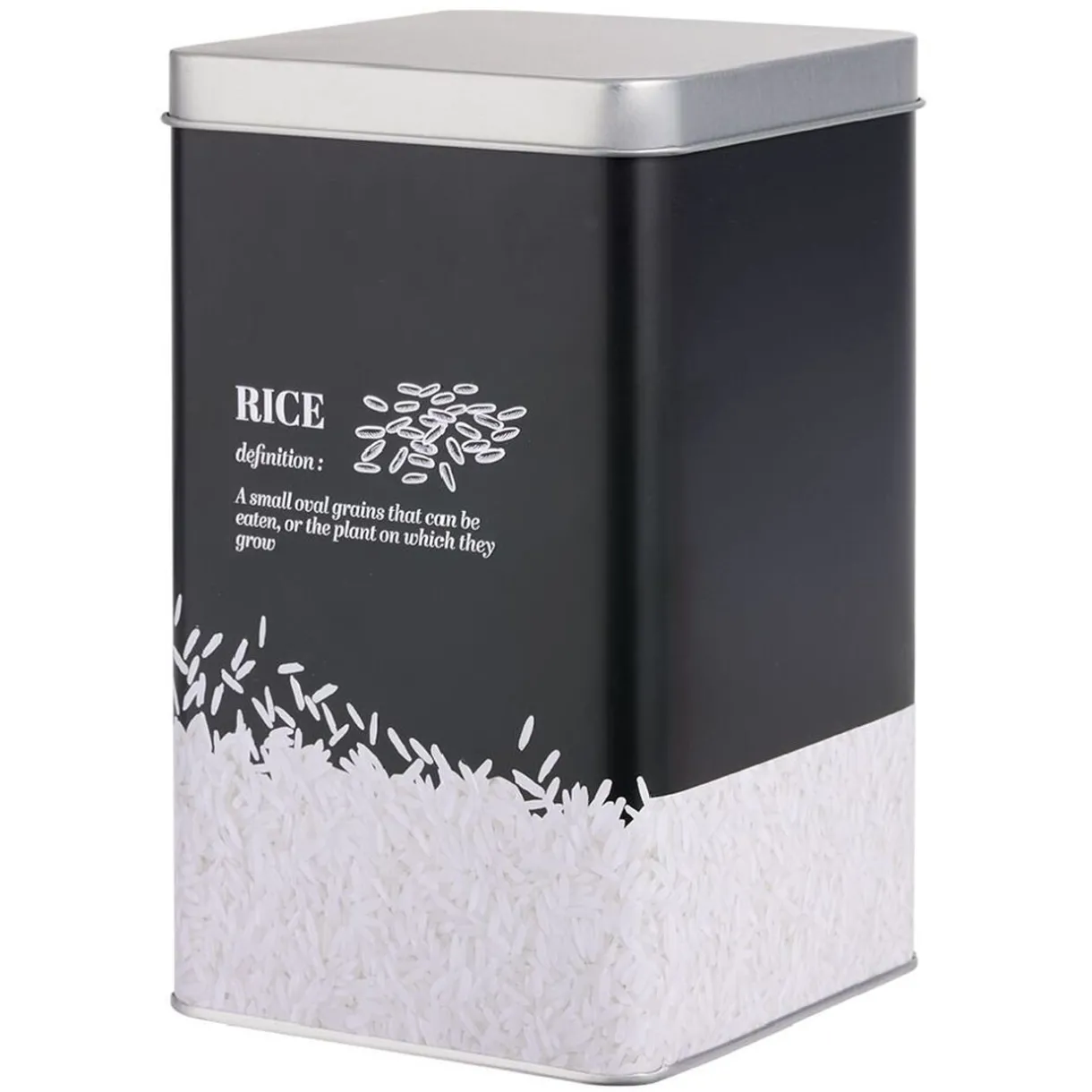 Gifi Boîte à riz en métal noir et gris design rice - 10,7x10,7xH.17,5cm Online