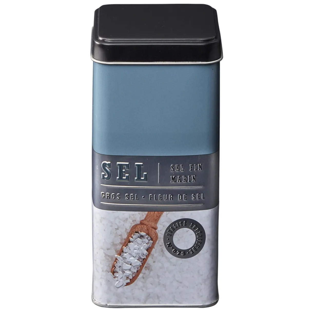 Gifi Boîte à sel carrée en métal décorée bleu gris Sale
