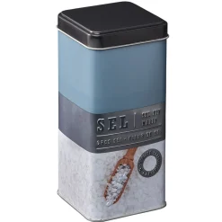 Gifi Boîte à sel carrée en métal décorée bleu gris Sale
