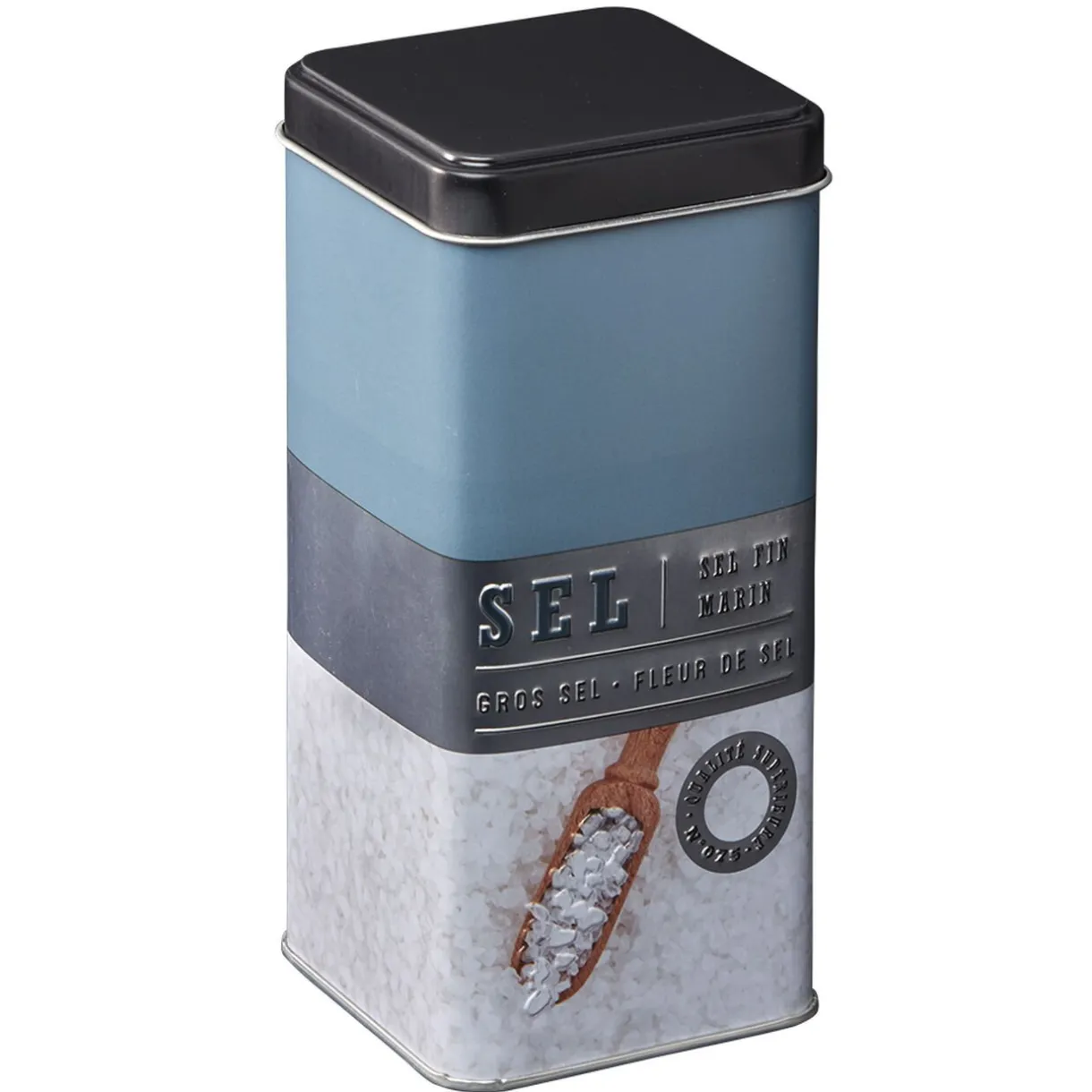 Gifi Boîte à sel carrée en métal décorée bleu gris Sale