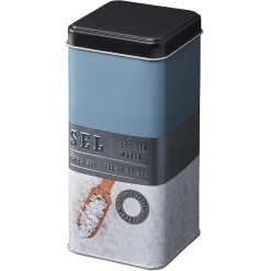Gifi Boîte à sel carrée en métal décorée bleu gris Sale