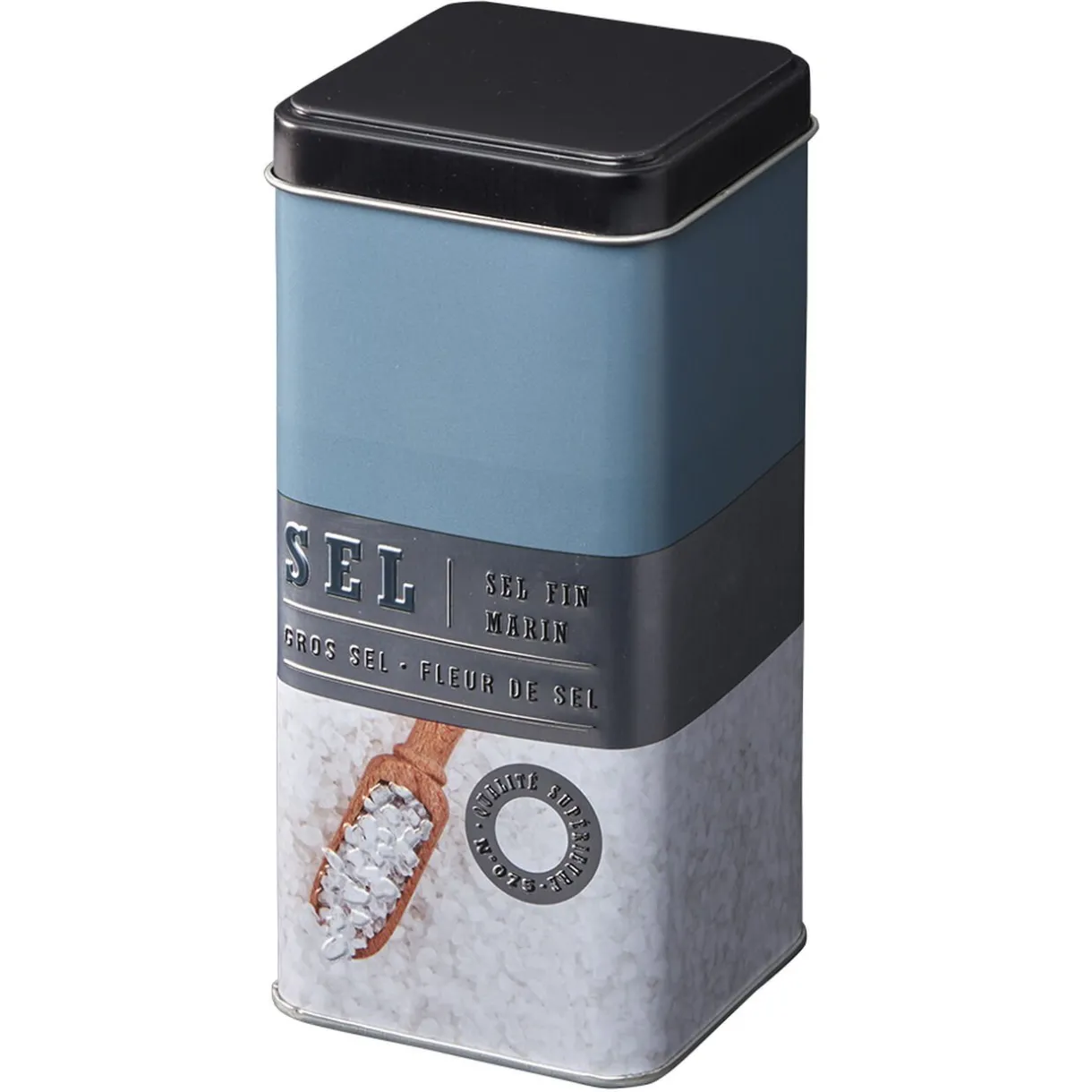 Gifi Boîte à sel carrée en métal décorée bleu gris Sale