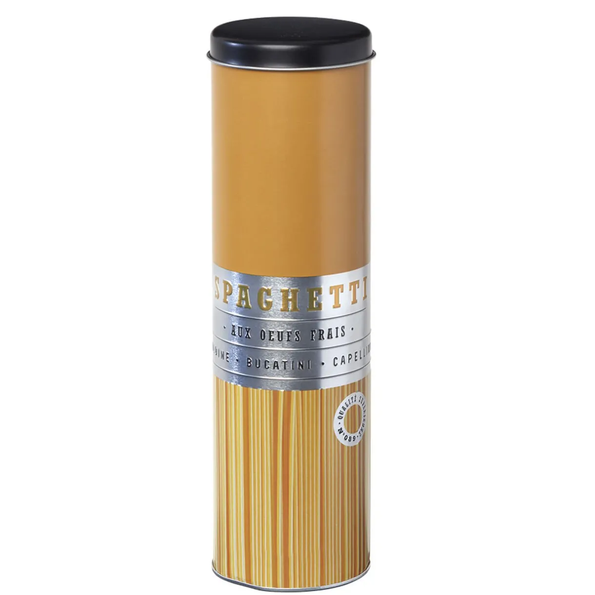 Gifi Boîte à spaghettis ronde en métal décorée jaune moutarde Hot