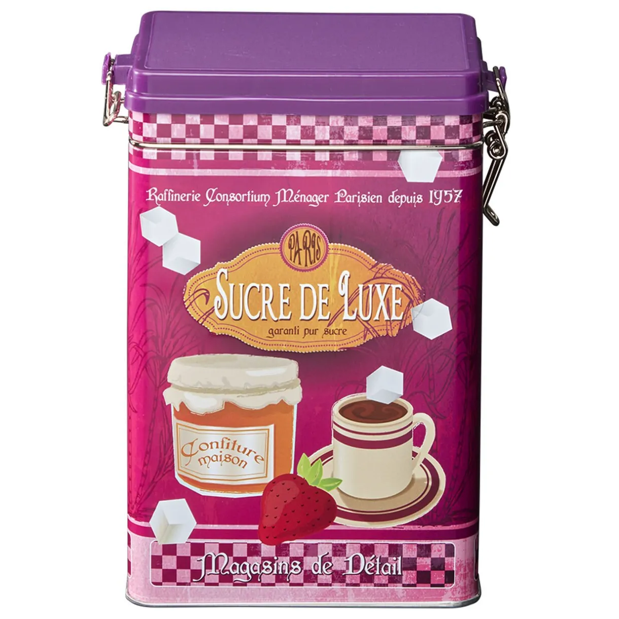 Gifi Boîte à sucre en métal design vintage luxe rose fuchsia Outlet