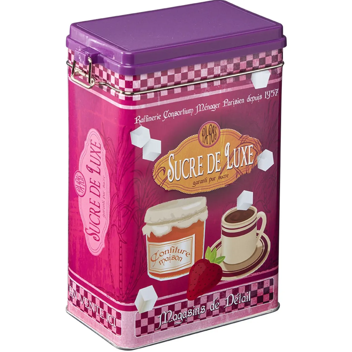 Gifi Boîte à sucre en métal design vintage luxe rose fuchsia Outlet