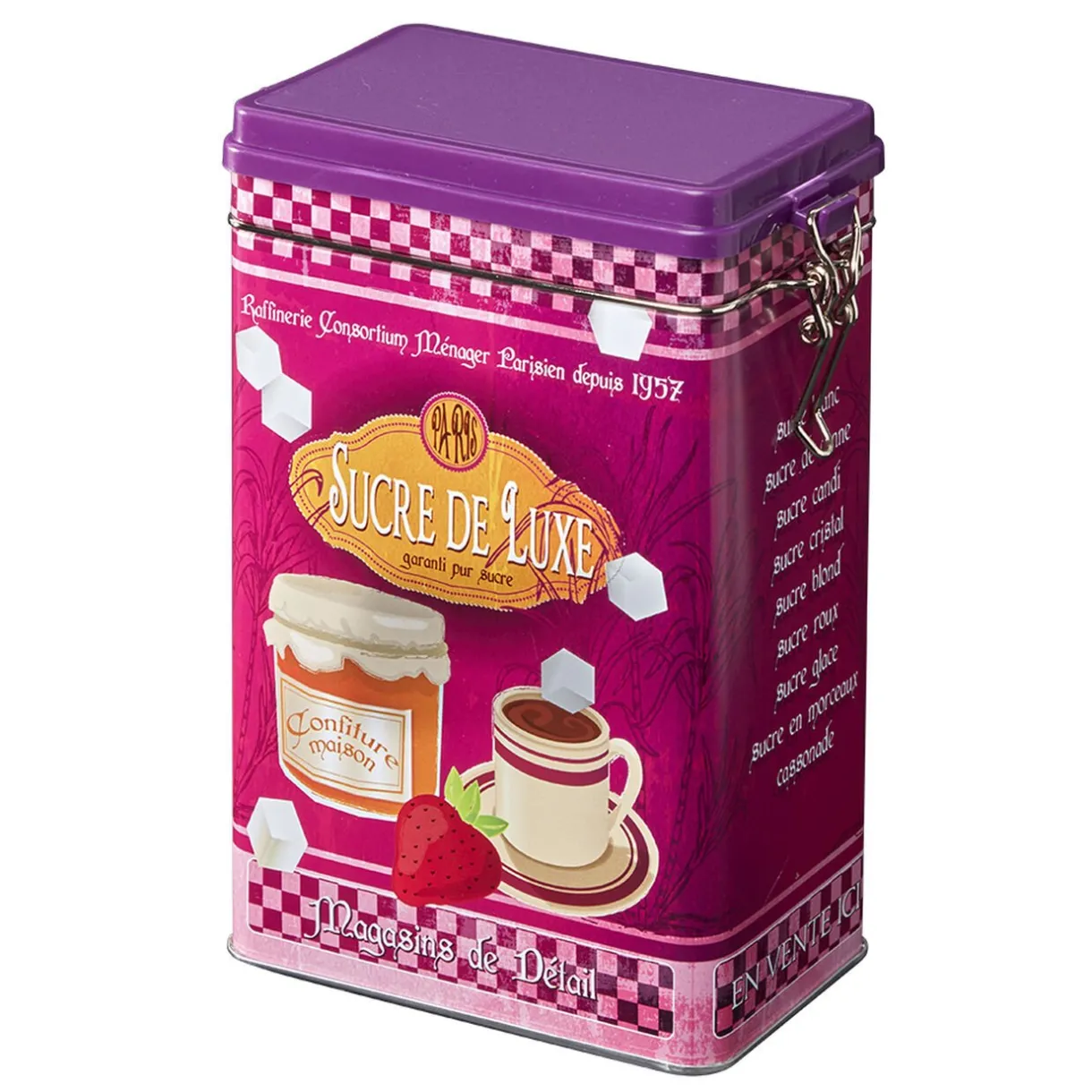 Gifi Boîte à sucre en métal design vintage luxe rose fuchsia Outlet