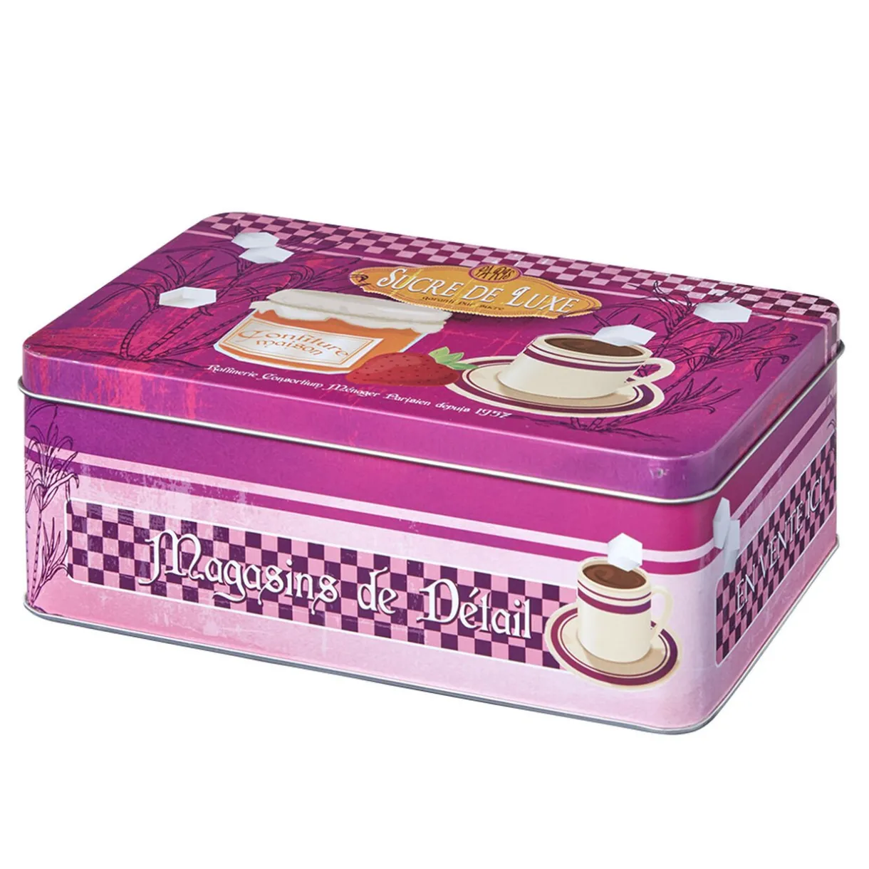 Gifi Boîte à sucre en métal design vintage luxe rose fuchsia New