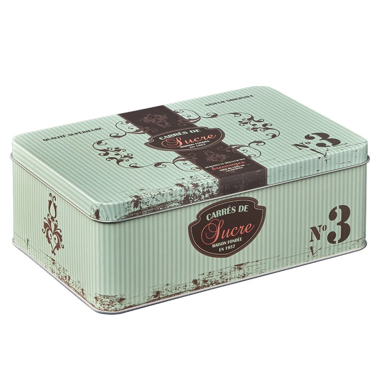 Gifi Boîte à sucre en métal design vintage romantique vert d'eau